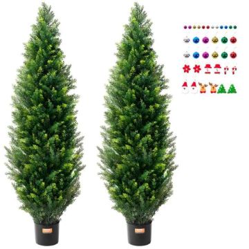2 pcs. artificial cedar leaves, 152.4 cm, UV protection, for indoor and outdoor use
