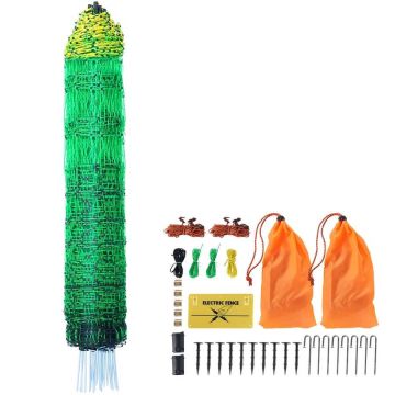 Electric Fence PE Net 48" x 168' with Posts and Barbed Stakes for Chickens, Rabbits, Farms