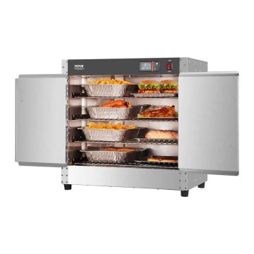 Hot food warmer, stainless steel, 4 levels, double doors