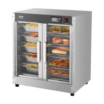 Hot food warmer, stainless steel, 5 levels, with glass door