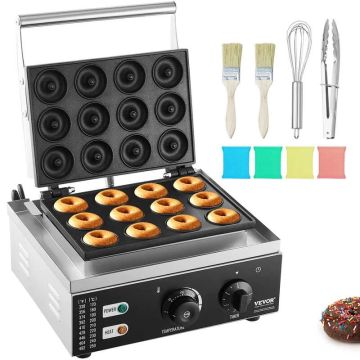 Electric commercial donut pan, 12 holes, non-stick surface