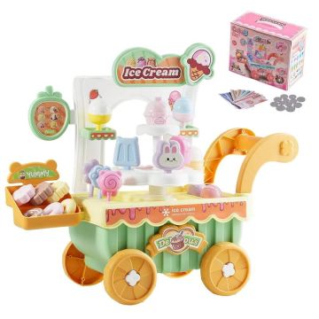 Ice cream cart for kids with 27 accessories and light effects