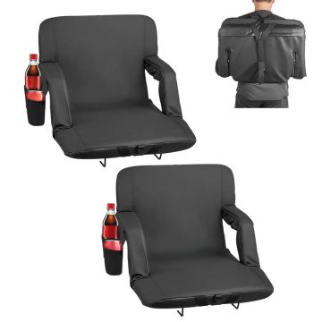 Stadium seat with adjustable angle and armrest, 69.85 mm cushion