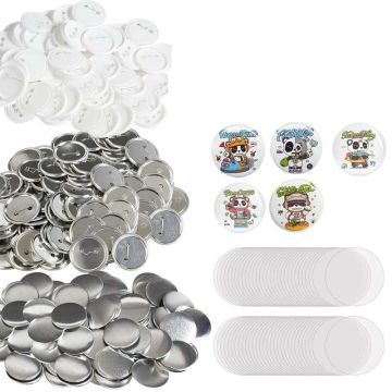 500 pcs 2.25 inch (58 mm) round metal and plastic button parts set