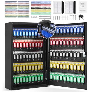 Key cabinet for 200 keys made of steel with lock and labels