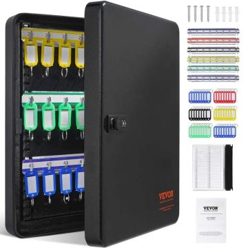 Key cabinet with combination and key lock, steel, 48 keys, with labels