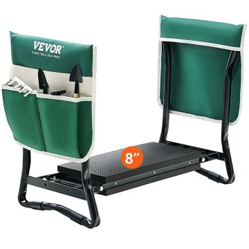 Folding garden kneeling bench with EVA cushion and tool bag, 150 kg