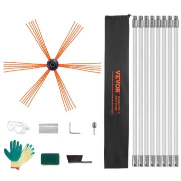 8 m chimney sweep kit with nylon rods and rotating brush