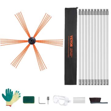 Chimney sweep set 10 m with nylon rods and rotating brush