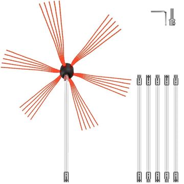 Chimney cleaning flexible nylon rods with brush head, 6 m
