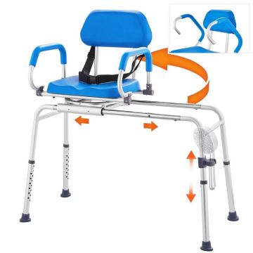 Sliding shower chair with 360° rotating seat, 150 kg