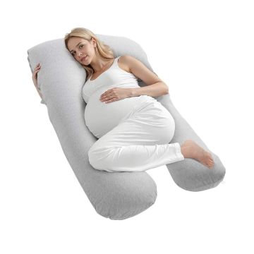 Pregnancy U-shaped full body pillow with removable cover