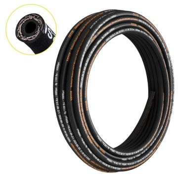 Wąż hydrauliczny gumowy 1/2", 100 stóp, 4000 PSI, spiralny, 2 oploty z drutu stalowego, zakrzywiony