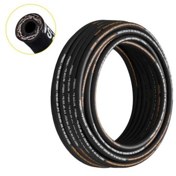 Wąż hydrauliczny gumowy 3/8" x 100 stóp, spiralny, 4800 PSI, ze stalowym oplotem