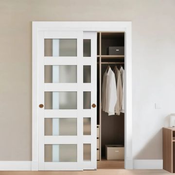 Sliding wardrobe door, frosted glass, 1219x2032 mm, solid wood and MDF