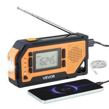 Radio pogodowe zasilane energią słoneczną, awaryjne, z funkcją SOS i latarką, ładowane przez USB, 2000 mAh