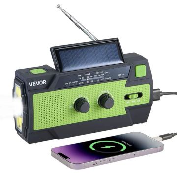 Radio awaryjne zasilane energią słoneczną z baterią 4000 mAh, USB, SOS i latarką