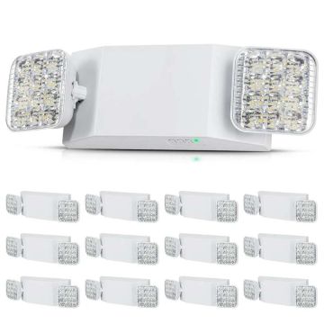 12 białych lamp awaryjnych LED o mocy 3 W z baterią wystarczającą na 180 minut, kwadratowych, montowanych na suficie lub ścianie