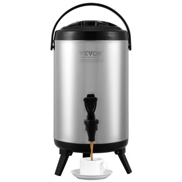 Stainless steel 2 gallon beverage dispenser with tap, thermally insulated