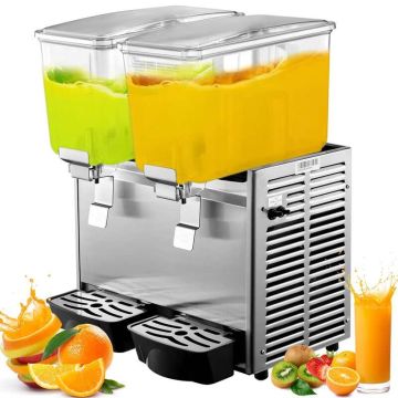 Commercial Stainless Steel Beverage Dispenser, 2 Tanks, 6.4 Gallon