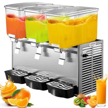 Commercial stainless steel beverage dispenser, 3 tanks, 36.3 L