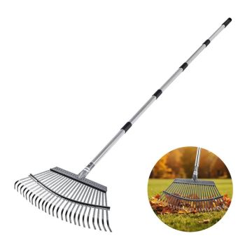 Regulowane grabie do liści ze stali nierdzewnej, 25 zębów, głowica 46,5 cm