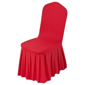 Red Polyester and Spandex Stretch Chair Covers Set, 30 Pieces, Up to 37.4" Height