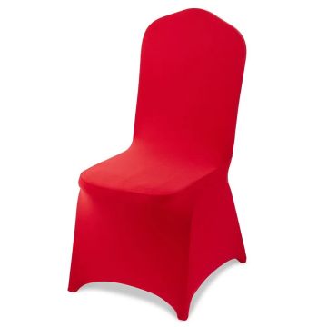 Red stretch chair covers, 50 pcs., polyester and spandex, panel chairs up to 20x17x37 inches.