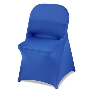 50 pcs. blue stretch polyester chair covers, 17.7x18x30.3 inches.