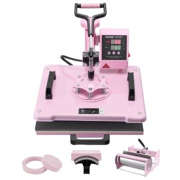 Heat press machine 30.5x38.1 cm 5 in 1, pink t-shirt