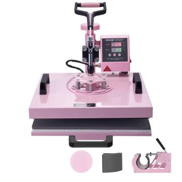 Heat press machine 38x38 cm 5 in 1 pink t-shirts