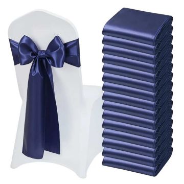 Satin chair ribbons, 50 pcs., 7x108 cm, dark blue