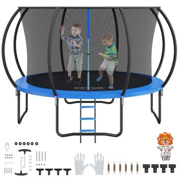 12ft Outdoor Trampoline with Net, Ladder and Pole