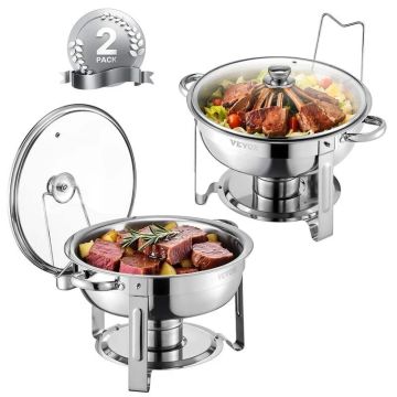 Buffet cutlery set with pans and warmer, silver