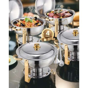 Buffet cutlery set with 4 pans, 5 L, gold