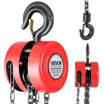 Manual chain hoist 1 t, G70 galvanized chain, 2.44 m height, red