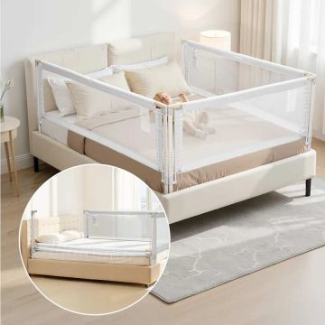 Portable Baby Bed Guardrail, Adjustable, Grey, Queen Size