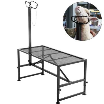 Animal shearing stand 51x23 inches with metal frame, straight head