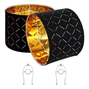 Drum-shaped lampshades, 2 pcs., 13x13x10 in., black, for pendant and floor lamps