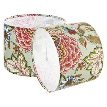 Drum-shaped linen lampshades, 13x10 inches, 2 pcs., dark pattern