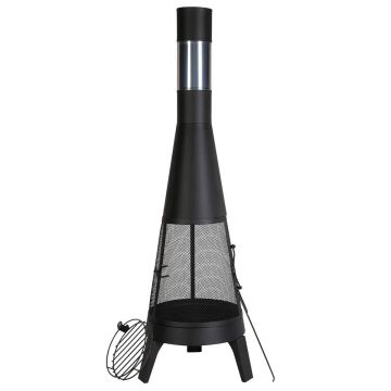 Palenisko zewnętrzne Chiminea o stożkowym kształcie, opalane drewnem, o średnicy 20 cali, z rusztem i kominem
