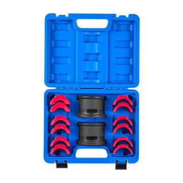 Bearing pressing set, 14 pieces, carbon steel with sleeves and adapters