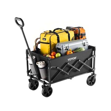 Folding outdoor trolley, 120 L, black, with all-terrain wheels
