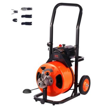 Electric drain cleaning auger, 3048 x 1.3 cm, automatic feed