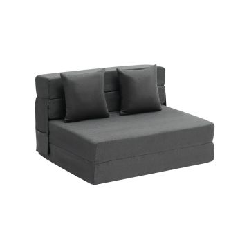 Rozkładana sofa dwuosobowa 3 w 1, ciemnoszara, z materiału viscoelastic