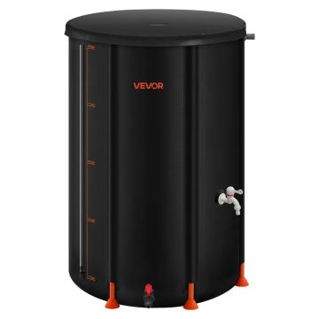 Foldable rainwater barrel 380 L, 1000D PVC, black