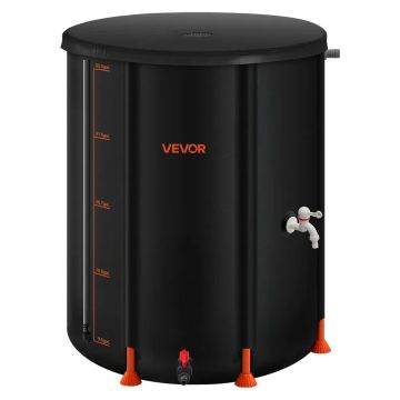 Foldable rainwater barrel 201 L, PVC, black, with tap