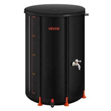 Foldable rainwater barrel 250 L, black with tap
