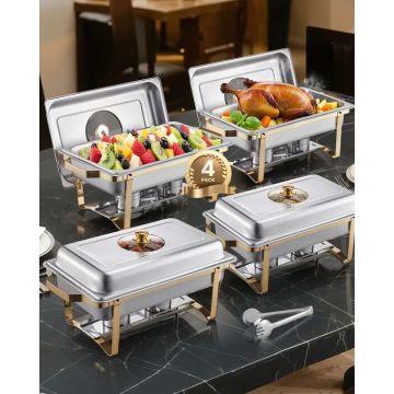 Buffet cutlery set with 4 pans, stainless steel, 8 L