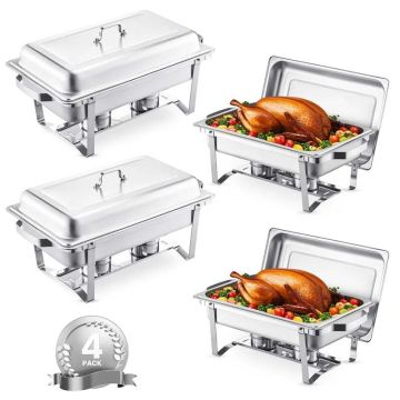 Buffet warmer with 4 stainless steel pans, 8 L